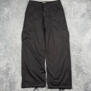 Levis 94 Baggy Cargo Pants Womens 27 Black Wide Leg Utility Streetwear Drawstrin